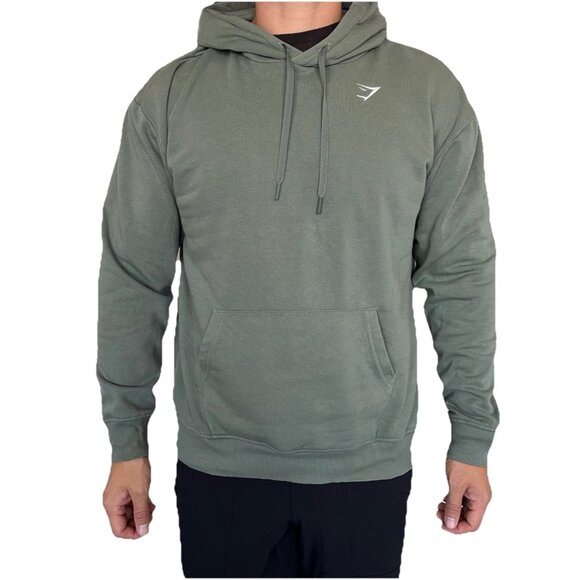 Gymshark Hoodie Men’s Medium Green Logo Sweatshirt Gym Training Athleisure - Picture 1 of 9